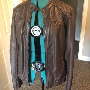 Express brown faux leather jacket size XL